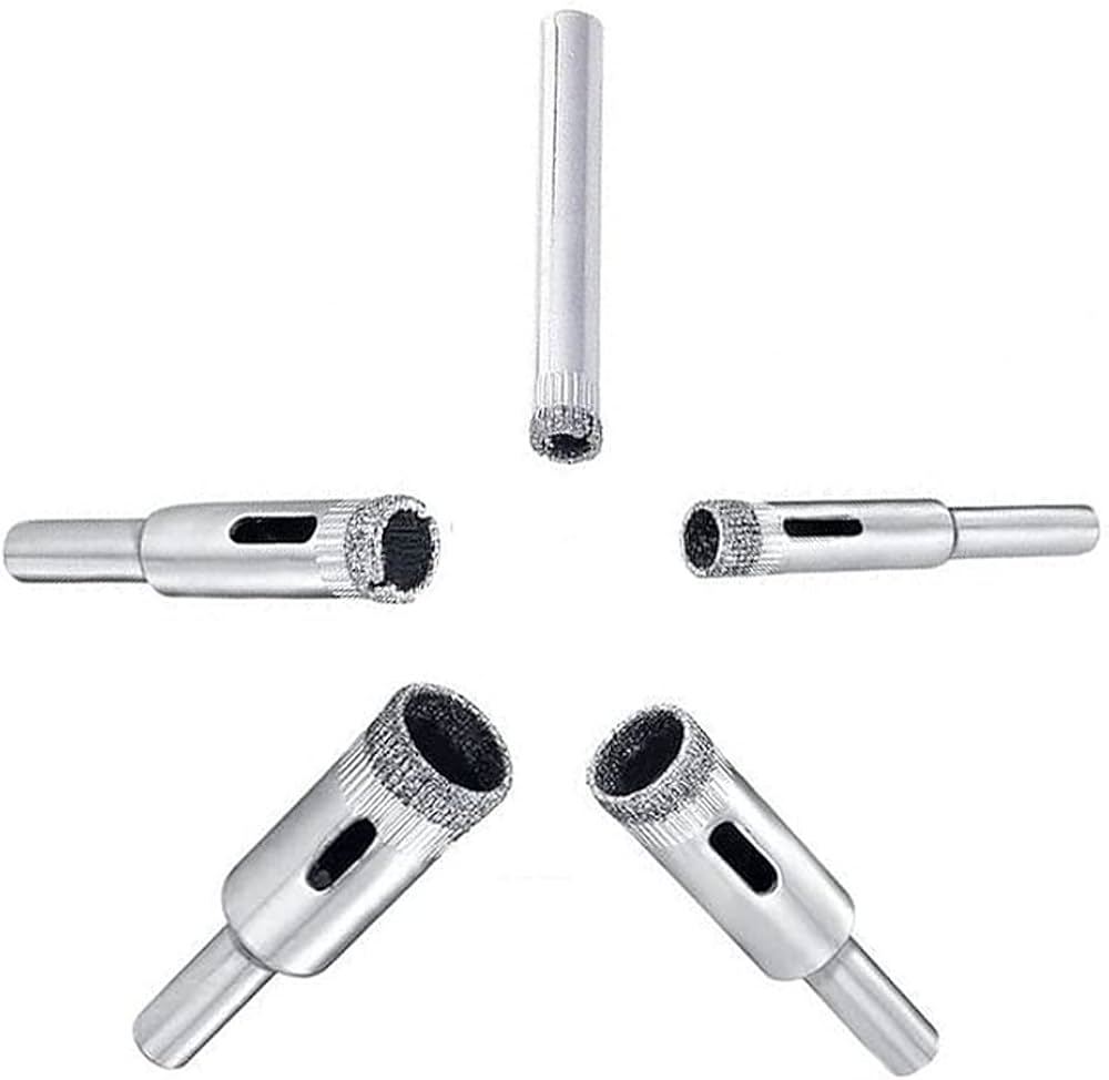 DeWesser 14mm Diamond Coated Core Drill Bit Set (5 Pcs) for Glass, Tile, Ceramic, Stone & Granite