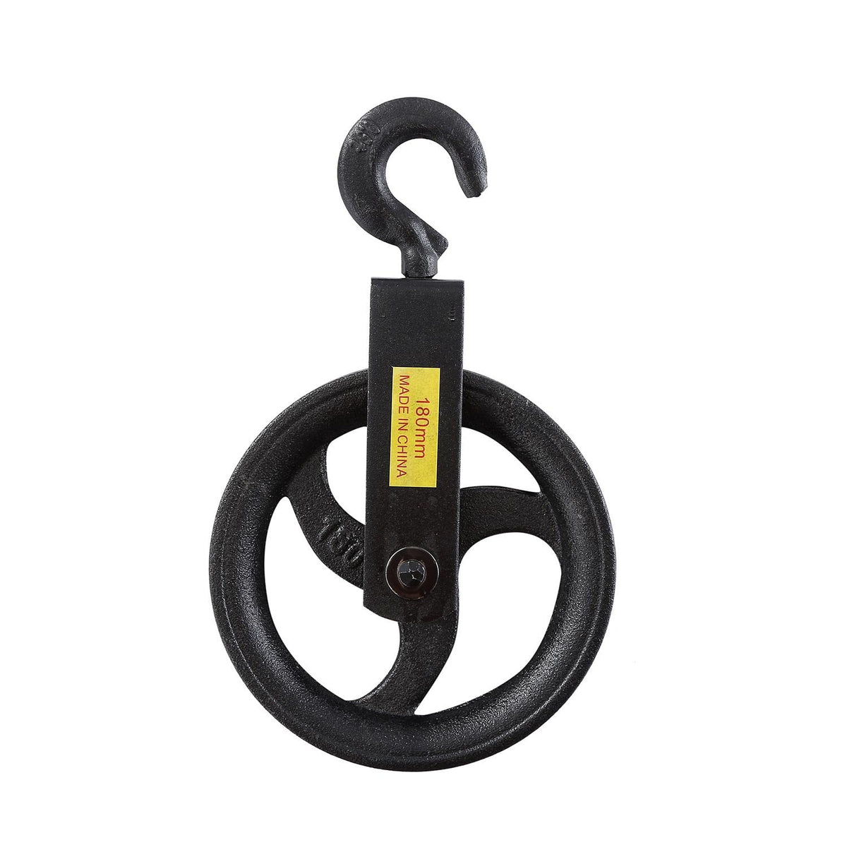 Heavy-Duty Cast Iron Cable Pulley Wheel with Suspension Hook (Sizes 100mm, 120mm, 140mm, 180mm)
