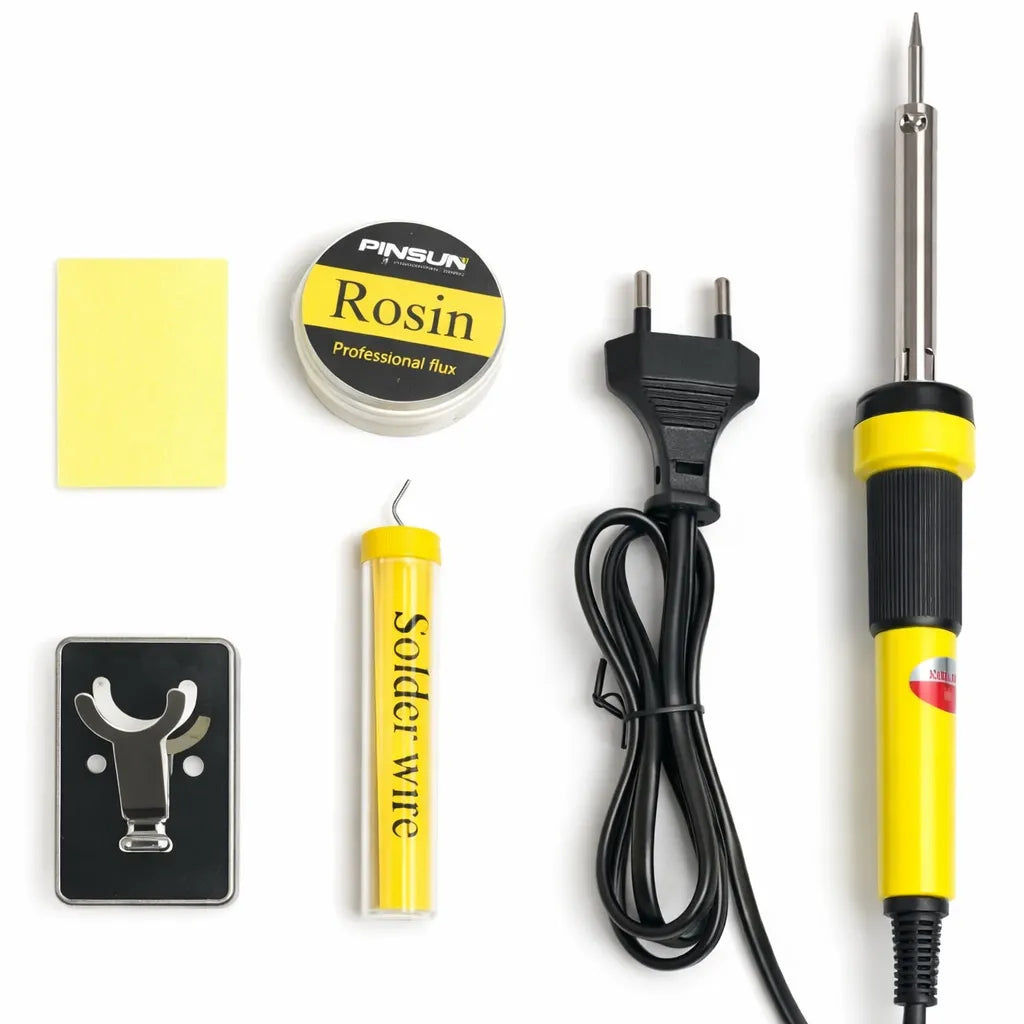 FLEX IN 80W Electric Soldering Iron Kit - Heavy-Duty Heat Element with 10g Solder Wire Tube (2.0% Flux) & Soldering Rosin Flux Container