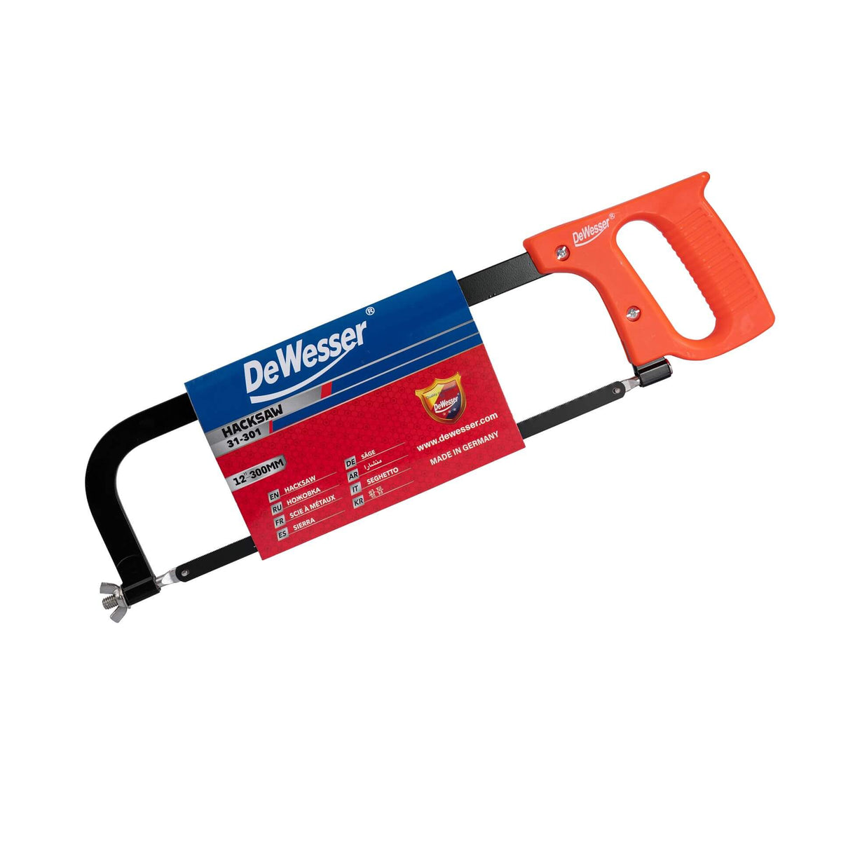 DeWesser DS-56665 12" (300mm) Professional Hand Hacksaw Frame with Blade
