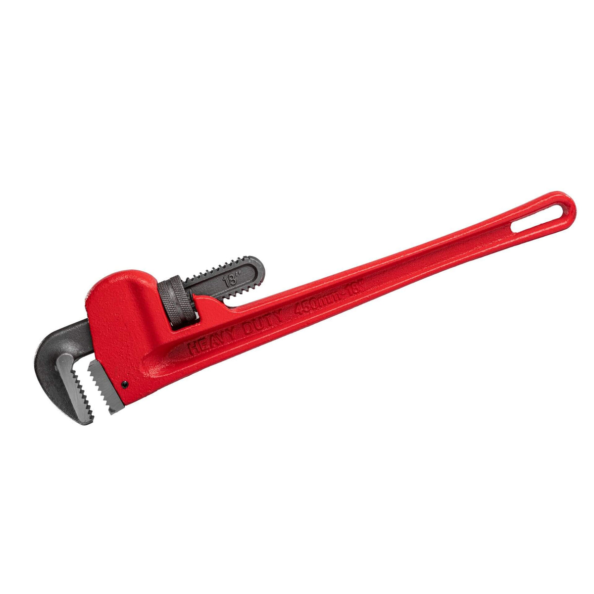 DeWesser Heavy-Duty Cast Iron Straight Pipe Wrench with Adjustable Hook Jaw (10", 12", 18")