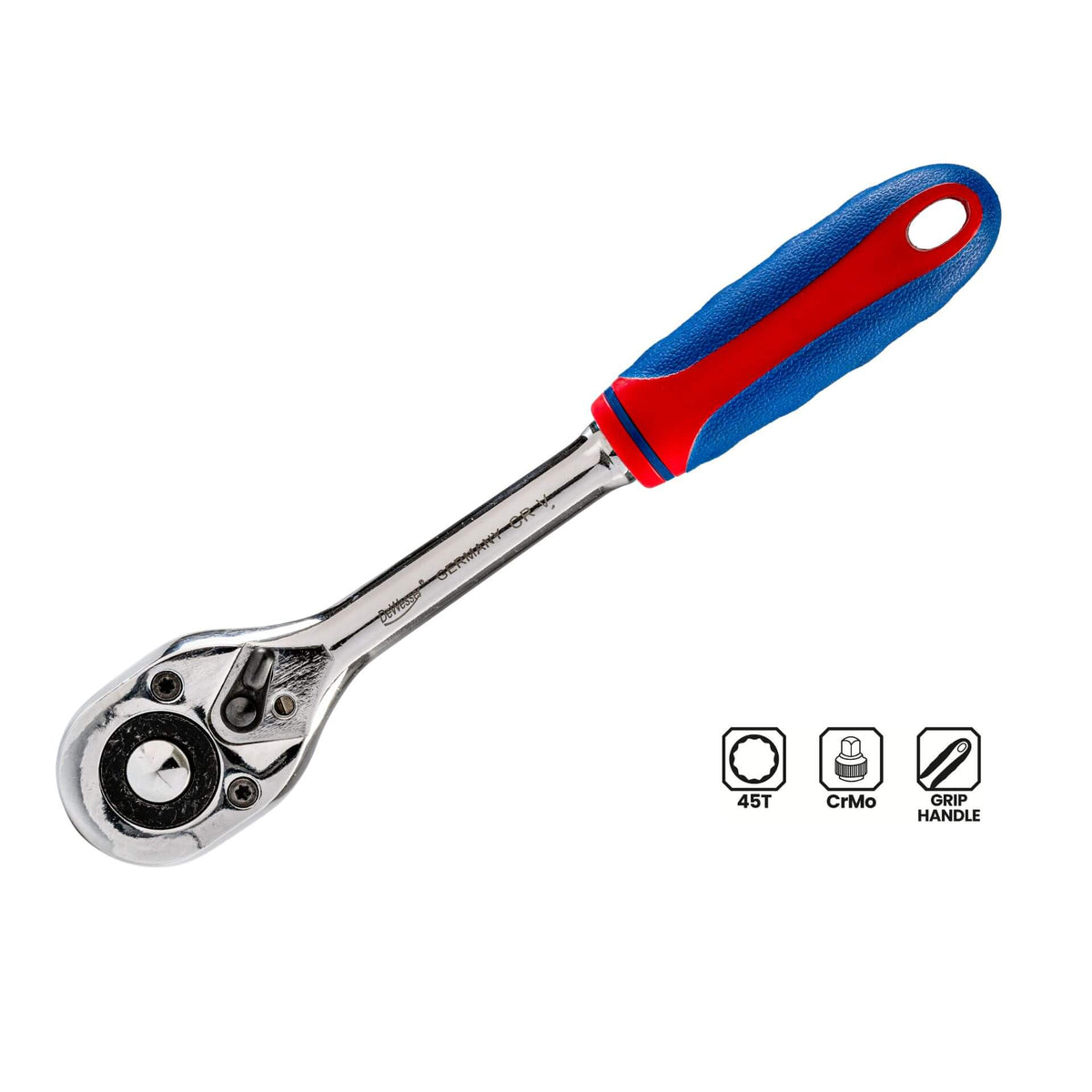 DeWesser 31-277 1/2" Drive Quick-Release Ratchet Wrench (48-Tooth Cr-Mo Head)