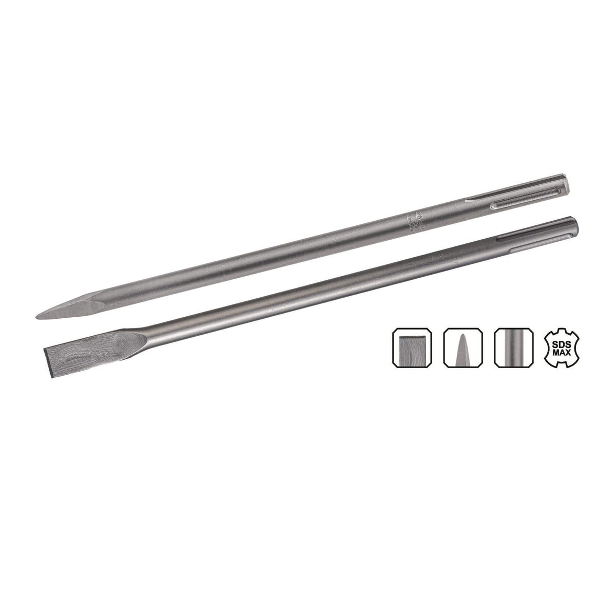DeWesser Heavy-Duty SDS-Max Steel Demolition Chisel for Rotary Hammers (Pointed & Flat Variants)