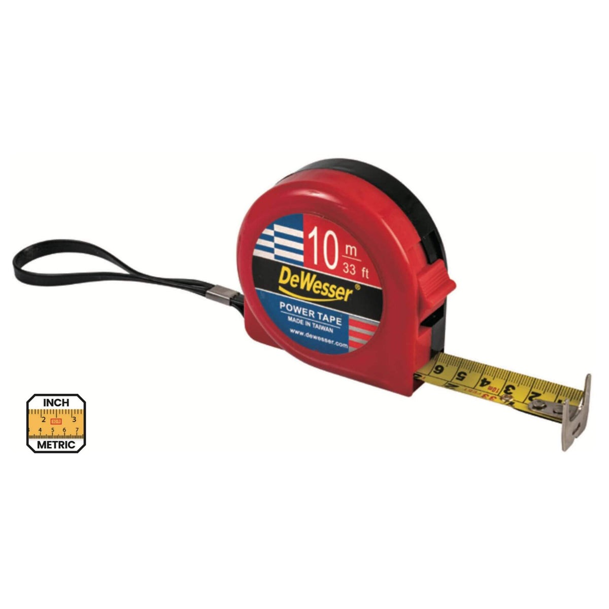 DeWesser Power Tape Professional Metric & Imperial Measuring Tape Series (3m/10ft, 5m/16ft, 10m/33ft)