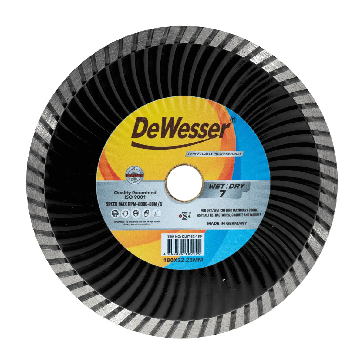 DeWesser Professional Turbo Diamond Cutting Disc for Angle Grinders & Circular Saws (115mm, 180mm, 230mm)