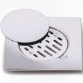SCHLÖSSER 10x10 cm Stainless Steel Square Floor Drain - Corrosion-Resistant Bathroom & Utility Drain with Odor Trap & Removable Grate Cover