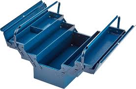 Heavy-Duty Steel Cantilever Tool Box - 3-Tier 5-Tray Portable Metal Tool Organizer Chest with Dual Carry Handles & Padlock Eye