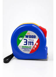 WOOD Power Return Measuring Tape with Shock-Absorbent Rubber Grip & Dual Metric/Imperial Blade