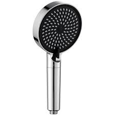 SHIND Modern Multi-Spray Handheld Shower Head - Large Round Face Sprayer with Easy-Clean Silicone Nozzles, Chrome Handle & Flexible Hose