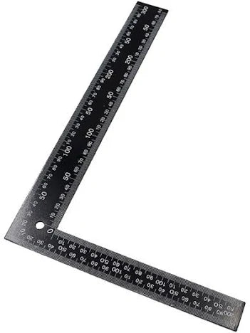Heavy-Duty Steel Framing Square - L-Shaped Metric Rafter Layout Square with Anti-Glare Black Finish and Permanent Laser-Etched Graduations (600x400mm / 300x200mm)