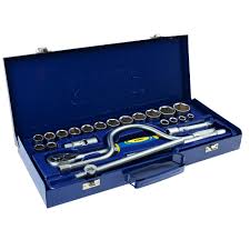 STONEC 24-Piece 1/2-Inch Drive Metric Socket Wrench Set - Professional Chrome Vanadium Mechanical Tool Kit with 72-Tooth Ratchet, Speeder Handle & Metal Toolbox