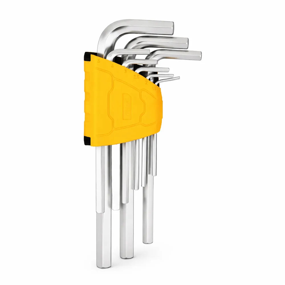 STONEC Professional 10-Piece Extra Long Metric Hex Key Set (1.5mm - 10mm) - Cr-V Steel L-Wrenches in Hinged Holder (13.5 Inch Max Reach)