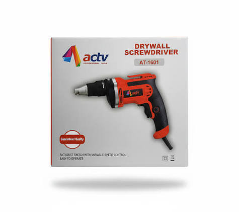 ACTV Professional Corded Drywall Screwdriver AT-1601 - Heavy-Duty Electric Screwdriver Gun with Anti-Dust Variable Speed Switch & Adjustable Depth Nose Cone