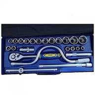 STONEC 24-Piece 1/2-Inch Drive Metric Socket Wrench Set - Professional Chrome Vanadium Mechanical Tool Kit with 72-Tooth Ratchet, Speeder Handle & Metal Toolbox