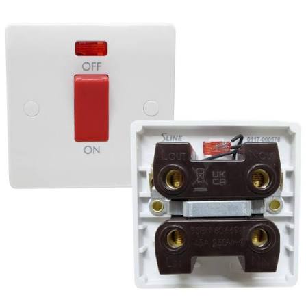 SOPAR 45A Heavy-Duty Double Pole Switch with Neon Indicator - 250V AC Air Conditioner Switch (Available in 7"x7" & 7"x14" Plate Variants)