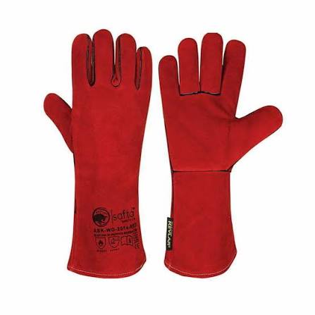 Heavy-Duty Red Split Leather Heat & Welding Protective Gloves