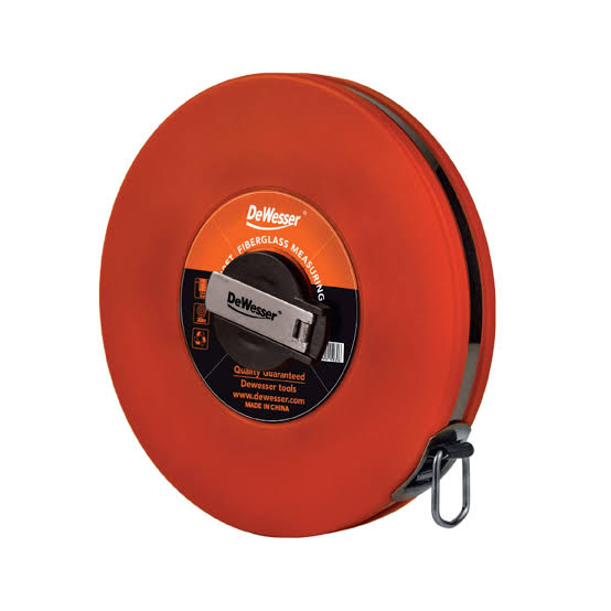 DeWesser Professional Long Fiberglass Measuring Tape - Non-Conductive Weatherproof Surveying & Construction Reel Tape Measure (30m DS-17030 / 50m DS-17050)