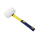 Non-Marring White Rubber Head Mallet Hammer 16oz with High-Grip Fiberglass Handle (Model 33-403)