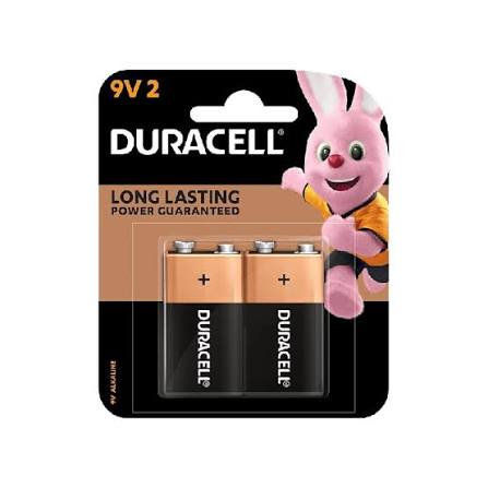 Duracell 9V Alkaline Batteries Long Lasting Power Guaranteed for Smoke Detectors & Electronics (Pack of 2)