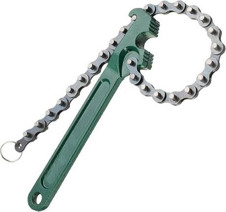 Heavy-Duty Chain Oil Filter Wrench - Forged Steel Handle with Adjustable Roller Chain Pipe & Filter Removal Tool (10" / 250mm & 12" / 300mm)