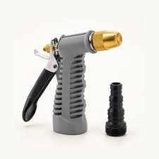 ALAYED FLEX Adjustable Brass Tip Hose Nozzle Water Spray Gun with Ergonomic Pistol Grip & Hose Connectors - Made in Taiwan