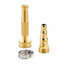 ALAYED FLEX AHFS102 Adjustable Solid Brass Hose Nozzle Set with Quick Adapter & Stainless Hose Clamp (1-Year Guarantee)