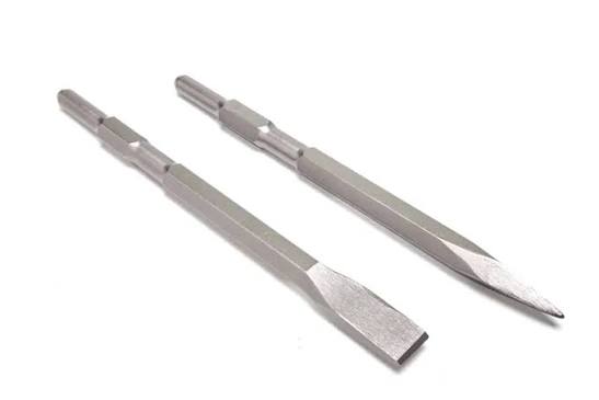 actv 17mm Hex Shank Demolition Hammer Chisels - Bull Point (17x350mm) & Flat Chisel (17x300mm) for Concrete & Masonry Breakers