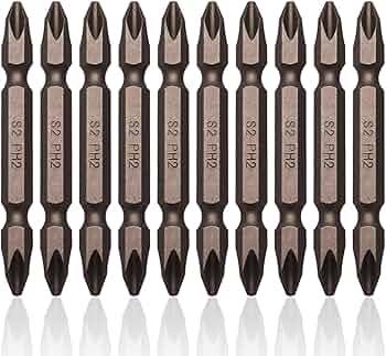 STONEC 10-Piece Double-Ended Phillips PH2 Screwdriver Bit Set (65mm / 2.5 Inch) - S2 Steel Magnetic Driver Bits with 1/4" Hex Shank