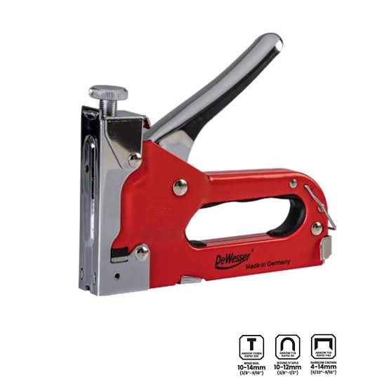 DeWesser DV-3IN1 Heavy Duty 3-Way Staple Gun & Tacker for Narrow Crown, Round & Brad Nails