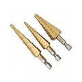 FLEX IN 3-Piece Titanium-Coated High-Speed Steel Step Drill Bit Set - Metric Sizes 4-12mm, 4-20mm, 4-32mm with 1/4" Hex Shank for Metal & Sheet Drilling