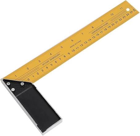 Professional Hardened Steel Carpenter Try & Mitre Square with Heavy-Duty Cast Metal Stock Base - Dual Metric & Inch Graduations (200mm to 400mm Options)