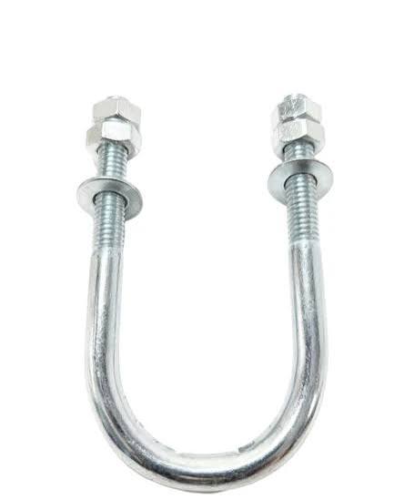 Heavy-Duty Zinc-Plated Steel Pipe U-Bolts – Round Bend Pipe & Conduit Support Clamps with Hex Nuts & Washers (Multi-Size Selection)