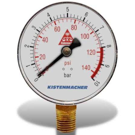 KISTENMACHER German Standard Pressure Gauge with Dual Scale (PSI / Bar) Bottom Connection