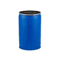 Industrial Heavy-Duty Blue HDPE Plastic Storage Drum (200L / 55-Gallon Capacity) - Open-Head Storage Barrel with Galvanized Steel Clamp Ring Seal Lid for Liquids & Solid Materials