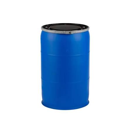 Industrial Heavy-Duty Blue HDPE Plastic Storage Drum (200L / 55-Gallon Capacity) - Open-Head Storage Barrel with Galvanized Steel Clamp Ring Seal Lid for Liquids & Solid Materials