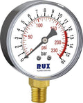 RUX Plumbex Mainland Dual Scale Pressure Gauge (PSI / Bar) for Pressure Reducing Valves & Plumbing Systems