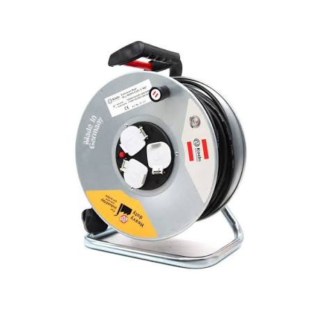 DORTMUND Heavy-Duty Electric Cable Reel Extension Drum with Weatherproof Covered Sockets & Molded Plug - German Quality Industrial Power Cord Reel