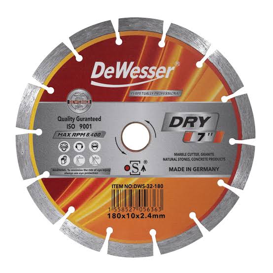 DeWesser Segmented Diamond Cutting Disc for Concrete & Masonry Angle Grinders (115mm, 180mm, 230mm)