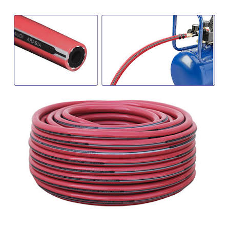 ALAYED High-Pressure Air and Gas Hose Roll - 8mm Inner Diameter, 40 Meter Red Industrial PVC Hose (25 Bar Working Pressure, 100 Bar Burst Pressure, SASO & EN 16436 Certified)