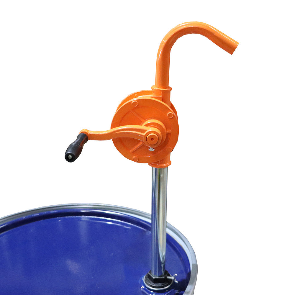 Mastro Flex 1" (25mm) Rotary Barrel Pump - Heavy Duty Cast Iron Hand Handled Fuel & Oil Transfer Drum Pump with 3-Piece Suction Tube