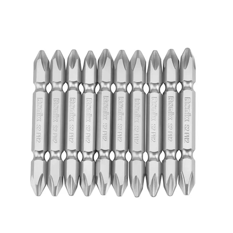 ENZO S2 Alloy Steel Double-Ended PH2 Magnetic Screwdriver Bits Set - 1/4" Hex Shank Power Driver Bits (75mm & 150mm Lengths, 10-Pack)
