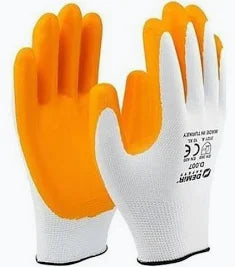 Orange Rubber / Nitrile Coated Safety Work Gloves (10 Pairs Pack)