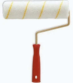Yellow-Stripe Woven Paint Roller with Heavy-Duty Frame & Handle