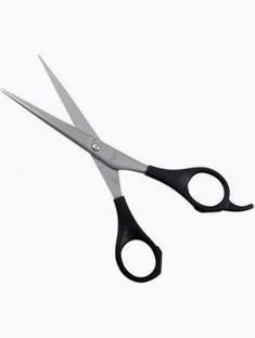 Professional Stainless Steel Hairdressing & Barber Cutting Scissors with Ergonomic Black Finger Grips & Finger Rest